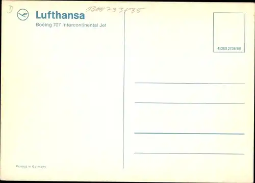 Ak Deutsches Passagierflugzeug, Lufthansa, Boeing 707 Intercontinental Jet