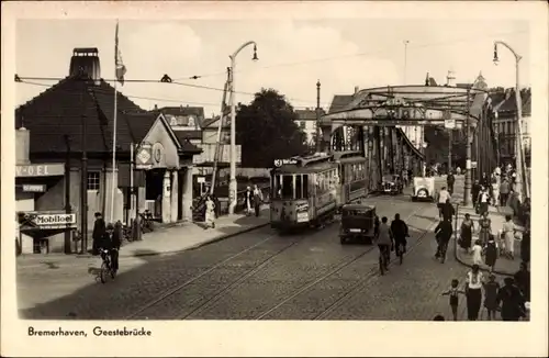 Ak Wesermünde Bremerhaven, Straßenbahn, Linie 3, Geestebrücke