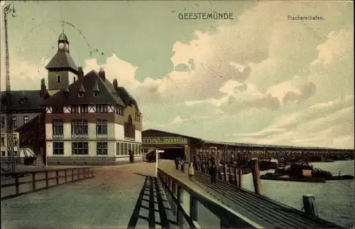 Ak Geestemünde Bremerhaven, Fischereihafen, Restaurant