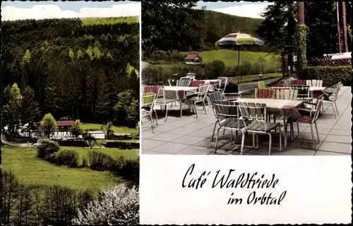 Ak Bad Orb in Hessen, Café Waldfriede von H. Ulrich, Terrasse