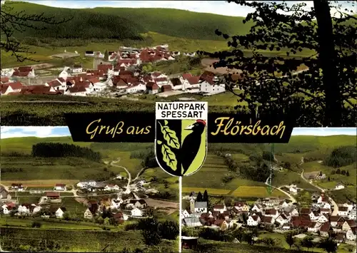 Wappen Ak Flörsbach Flörsbachtal im Spessart, Gesamtansicht