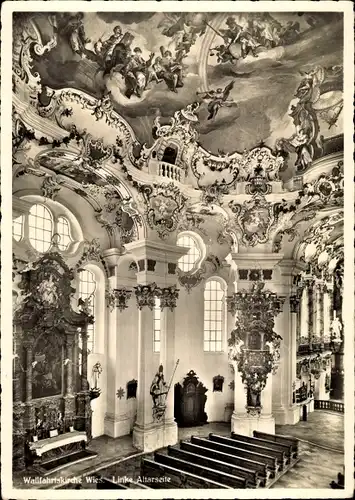 Ak Steingaden in Oberbayern, Wallfahrtskirche, Die Wies, Linke Altarseite