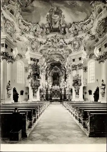 Ak Steingaden in Oberbayern, Wallfahrtskirche, Die Wies, Chor, Innenansicht