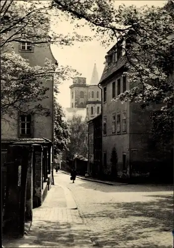 Ak Zittau in der Oberlausitz, Partie in der Pfarrstraße, Kirchturm