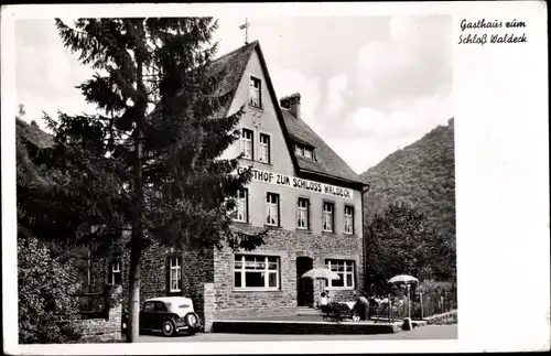 Ak Burgen an der Mosel, Gasthaus zum Schloss Waldeck