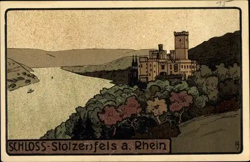 Steindruck Ak Stolzenfels Koblenz am Rhein, Schloss Stolzenfels