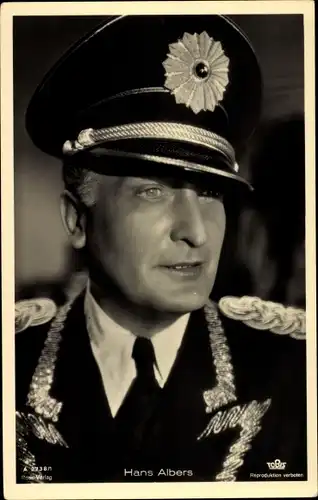 Ak Schauspieler Hans Albers, Portrait mit Uniform, Ross Verlag A 2738/1