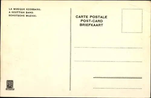 Ak Belgien, Scottish Band, la Musique Ecossaise, Schotten, Reiter, Siegesparade