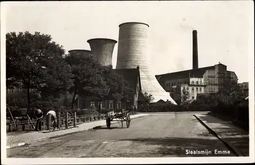 Ak Heerlen Limburg Niederlande, Staatsmijn Emma, Zeche, Straßenbauer bei der Arbiet