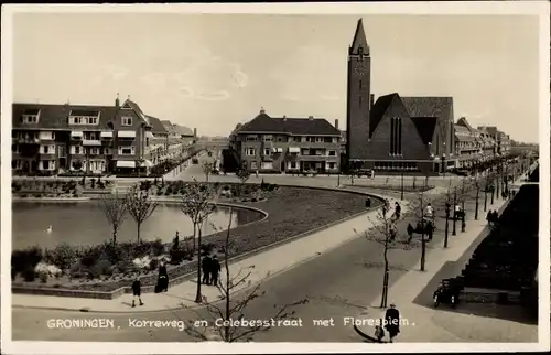 Ak Groningen Niederlande, Korreweg en Celebesstraat met Floresplein