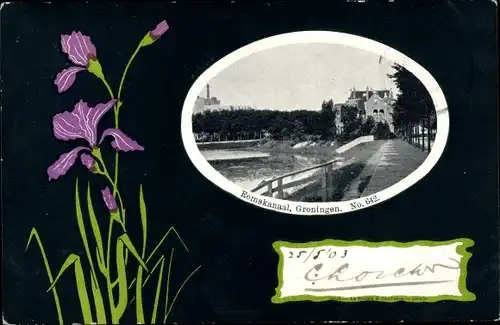 Ak Groningen Niederlande, Eemskanaal, Blume