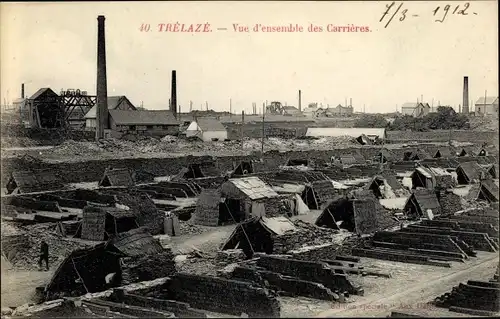 Ak Trélazé Maine et Loire, Vue d'ensemble des Carrieres