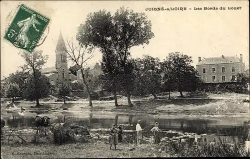 Ak Juigné sur Loire Maine et Loire, Les Bords du Louet