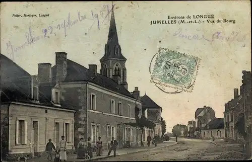 Ak Jumelles Maine et Loire, Vue du Bourg