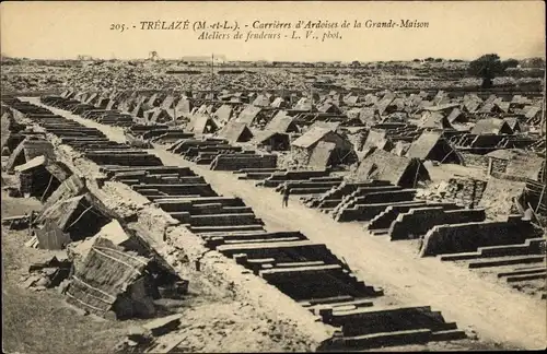 Ak Trelaze Maine et Loire, Carrieres d'ardoises de la Grande Maison, Ateliers de fendeurs