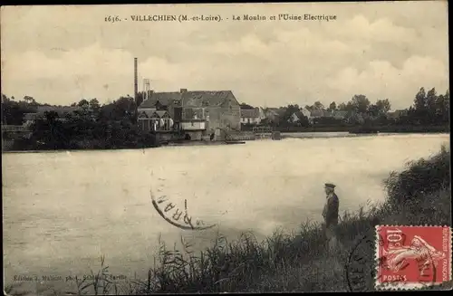 Ak Villechien Maine et Loire, Le Moulin et l'Usine Electrique