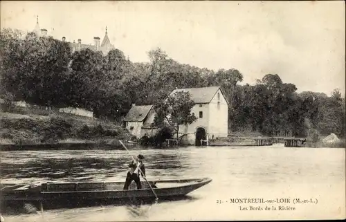 Ak Montreuil sur Loir Maine-et-Loire, Les Bords de la Riviere