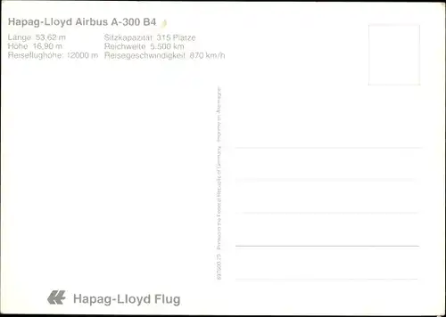 Ak Passagierflugzeug der Hapag Lloyd, Airbus A 300 B 4