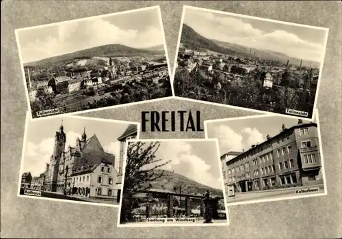 Ak Freital in Sachsen, Teilansicht, Rathaus, Kulturhaus, Siedlung am Windberg