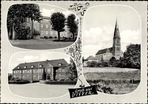 Ak Visbek in Niedersachsen, Kirche, Ortsansichten