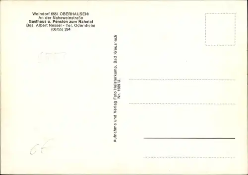 Ak Oberhausen an der Nahe, Ort, Umgebung, Gasthof z. Nahetal