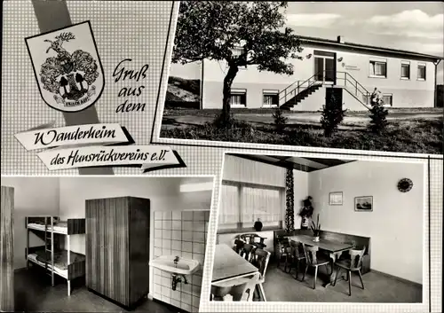 Ak Monzingen an der Nahe, Wanderheim des Hunsrückvereins e. V., Wappen