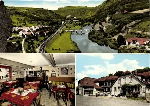 Ak Niederhausen an der Nahe Rheinland Pfalz, Gasthof Hermannshöhle, Ort mit Umgebung