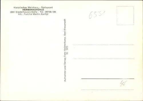 Ak Niederhausen an der Nahe Rheinland Pfalz, Gasthof Hermannshöhle, Ort mit Umgebung