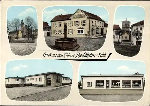 Ak Bechtheim in Rheinhessen, Markt, Brunnen, Gasthof, Geschäft Harry Keller