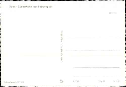 Ak Gera in Thüringen, Südbahnhof am Sachsenplatz