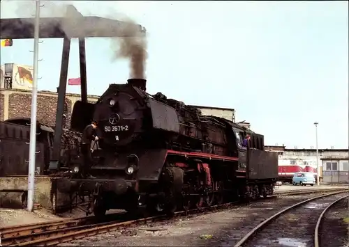 Ak Dampflokomotive, Lok BR 5035, 50 3571-2 im Bw Rostock