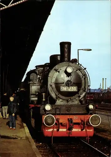 Ak Deutsche Eisenbahn, Dampflok, 74 1230, Personenzugtenderlokomotive, Strecke Wismar Rostock