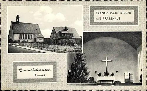 Ak Emmelshausen im Hunsrück, Evangelische Kirche, Pfarrhaus, Innenansicht