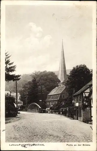 Ak Hoffnungsthal Rösrath im Rheinisch Bergischen Kreis, Partie an der Brücke