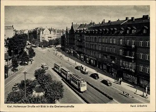 Ak Kiel in Schleswig Holstein, Holtenauer Straße, Gneisenaustr., Tram