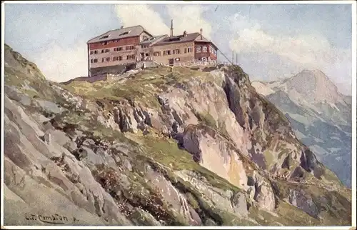 Künstler Ak Compton, Edward Theodore, Ramsau bei Berchtesgaden, Watzmannhaus, Blick von unten