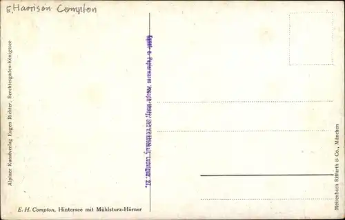 Künstler Ak Compton, Edward Harrison, Ramsau in Oberbayern, Hintersee mit Mühlsturz Hörner