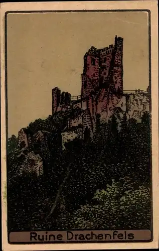 Steindruck Ak Königswinter am Rhein, Ruine Drachenfels