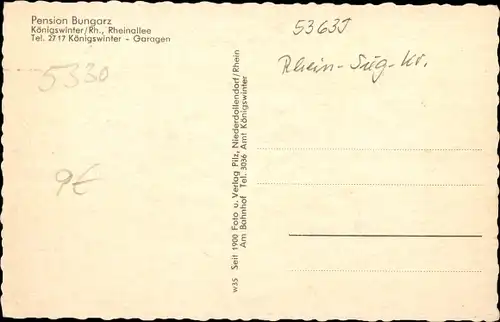 Ak Königswinter am Rhein, Pension Bungarz, Rheinallee, Innenansicht, Autos