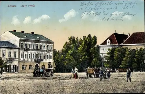 Ak Lowicz Lowitsch Polen, Stary rynek, Platz, Karren
