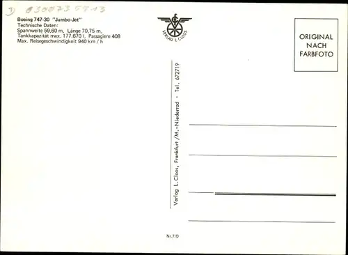 Ak Deutsches Passagierflugzeug, Lufthansa, Boeing 747-30 Jumbo Jet