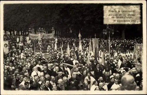 Ak Lisieux Calvados, Grandes Fetes de la Canonisation, Jardin Public, 1925