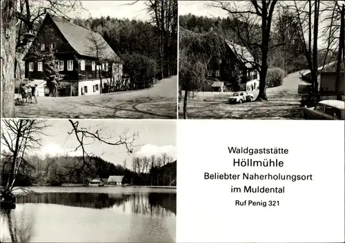 Ak Penig in Sachsen, Waldgaststätte Höllmühle, Wasseransicht