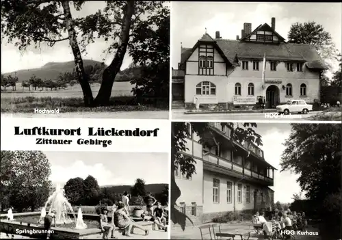 Ak Lückendorf Oybin Oberlausitz, Hochwald, HOG Kurhaus, Springbrunnen