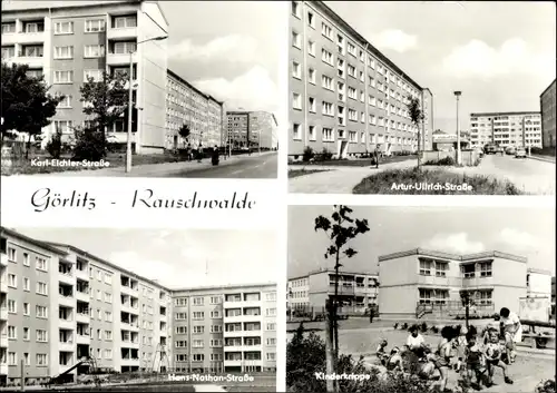 Ak Rauschwalde Görlitz, Karl Eichler Straße, Kinderkrippe, Artur Ullrich Straße, Hans Nathan Str.