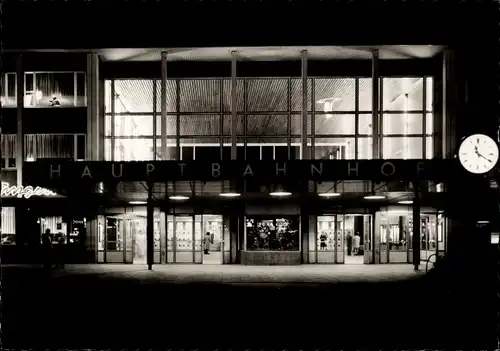 Ak Hildesheim in Niedersachsen, Hauptbahnhof bei Nacht