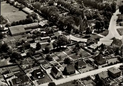 Ak Kropp in Schleswig Holstein, Fliegerbild vom Ort, Kirche, Wohnhäuser