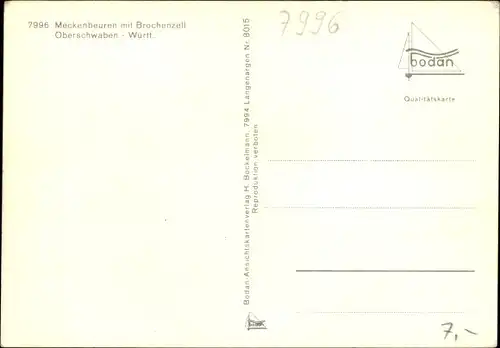 Ak Meckenbeuren in Oberschwaben Württemberg, Gesamtansicht, Brockenzell, Straßenpartie, Kirche