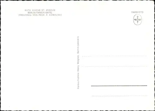 Ak Berlin Tiergarten Hansaviertel, Kath. Kirche, St. Ansgar, Kreuzweg von P. Kowalski