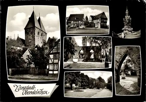 Ak Obernkirchen in Schaumburg, Kirche, Treppe, Denkmal, Marktplatz